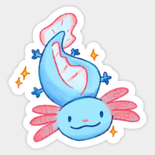 Blue and pink axolotl Sobre Alba Sticker